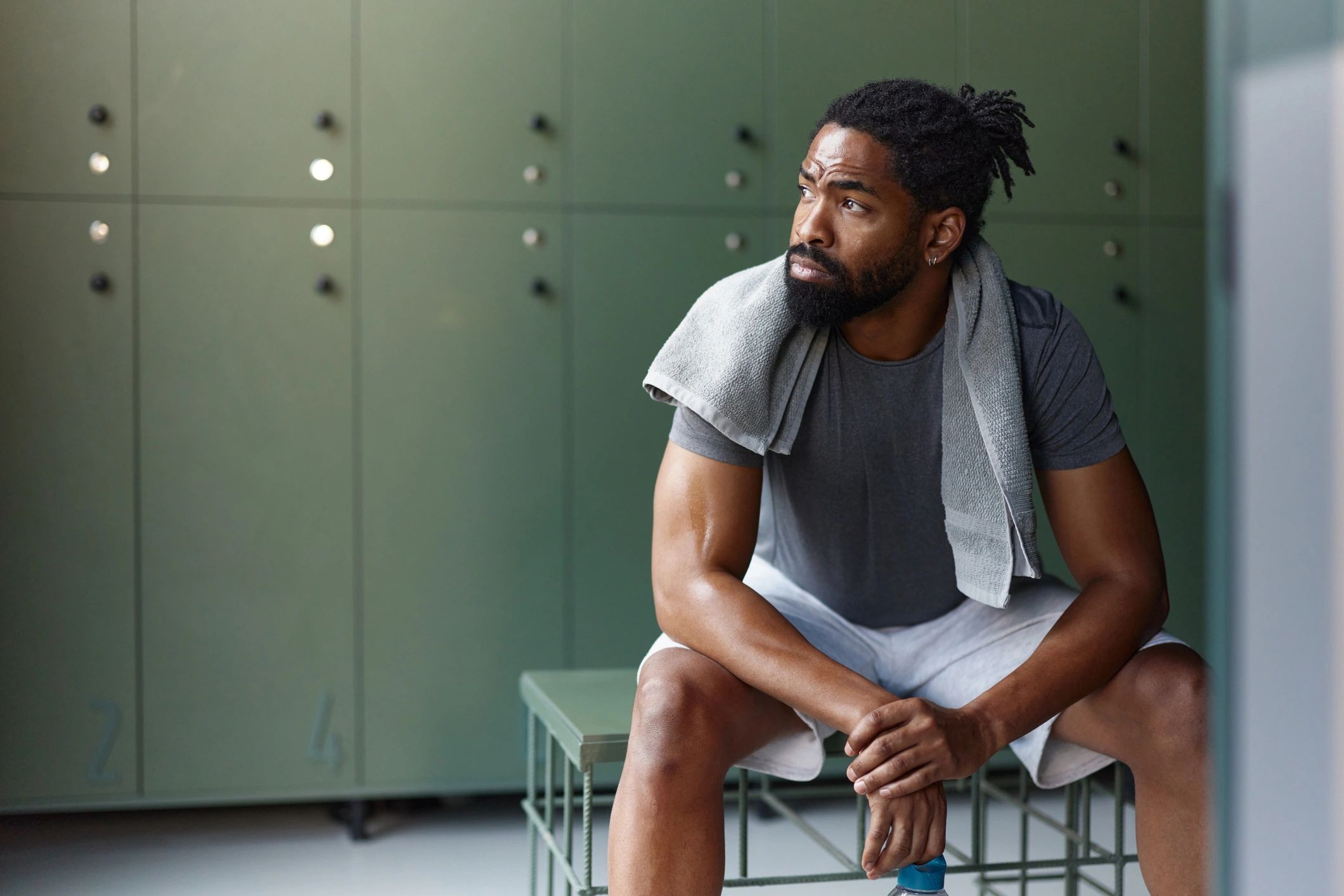 Athlete resting after training